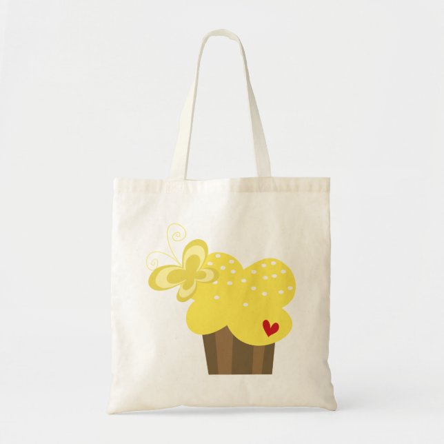 Bolsa Tote Borboletas de árvores de Cupcakes brancos Doce Ani (Frente)