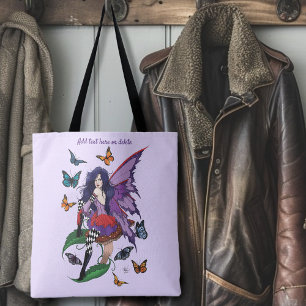 Bolsa Tote Borboletas de Cogumelo de Leite Roxo