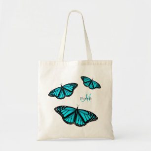 Bolsa Tote borboletas de tartaruga teal personalizadas