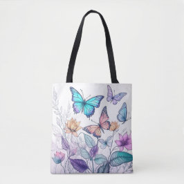 Bolsa Tote Borboletas e Florais