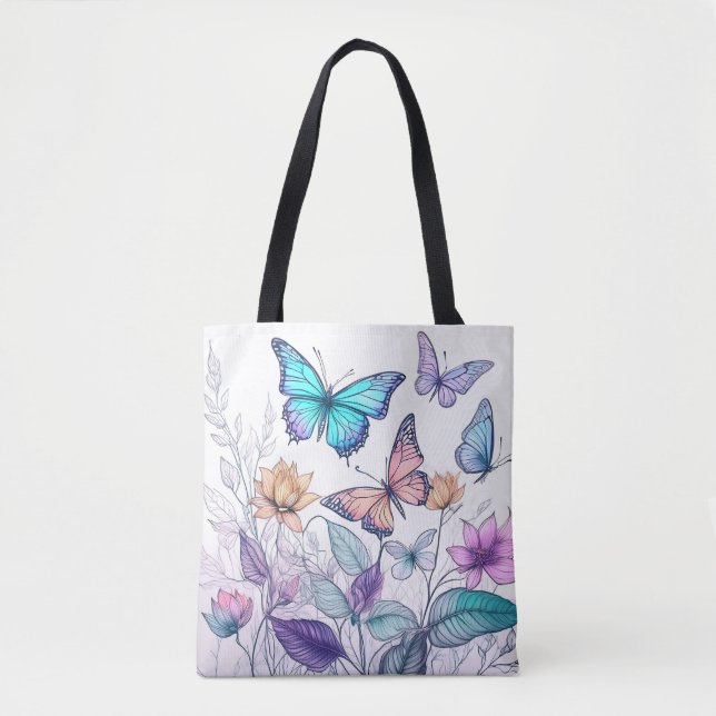 Bolsa Tote Borboletas e Florais (Frente)