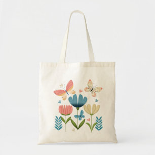 Bolsa Tote Borboletas e flores