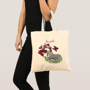 Bolsa Tote Borboletas E Flores Do Unicórnio Personalizadas