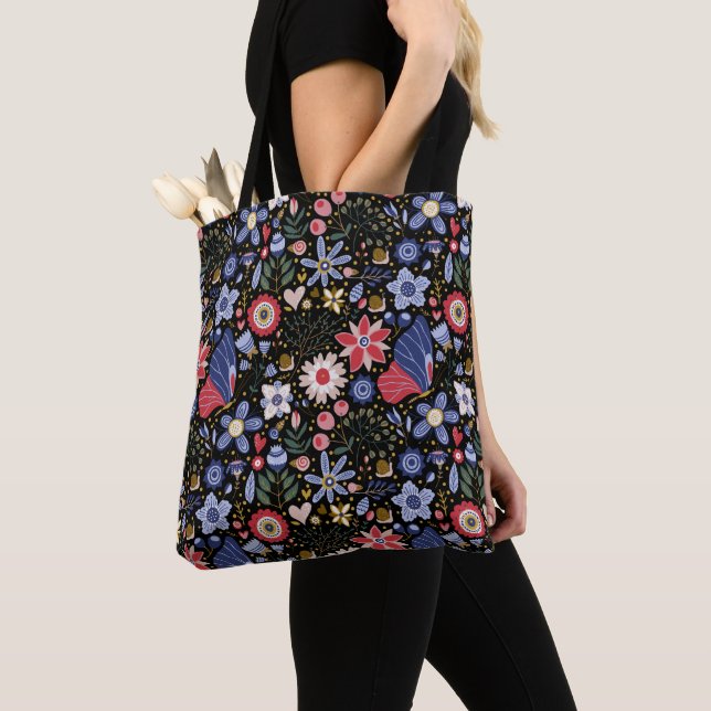 Bolsa Tote Borboletas e Flores para sacos (Close Up)