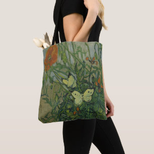 Bolsa Tote Borboletas e papoilas por Vincent van Gogh