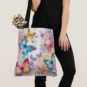 Bolsa Tote Borboletas Florais De Vintage Inspire Watercolor