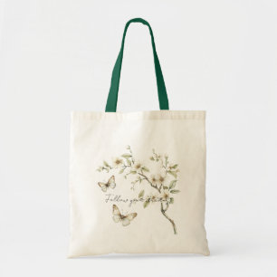 Bolsa Tote Borboletas Flores Árvore Siga Seus Sonhos