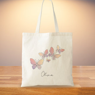 Bolsa Tote Borboletas Minimalistas de Linha Única