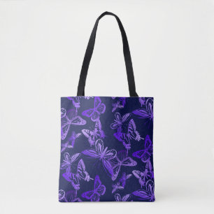 Bolsa Tote Borboletas na sacola violeta