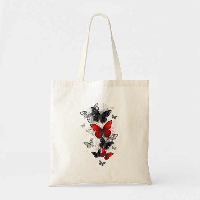 Bolsa Tote Borboletas Negras e Vermelhas (Frente)
