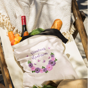 Bolsa Tote Borboletas rosa e púrpura