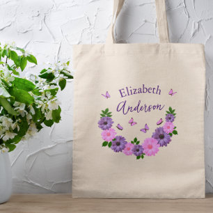 Bolsa Tote Borboletas Rosa e Roxo