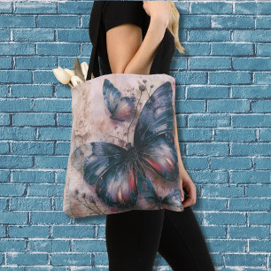 Bolsa Tote Borboletas Roxas Vintage