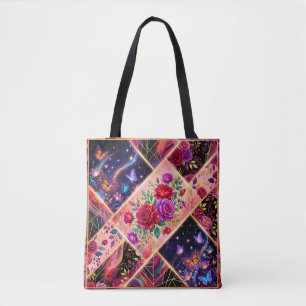 Bolsa Tote Borboletas, Sonhos Florais & Elegância Dourada
