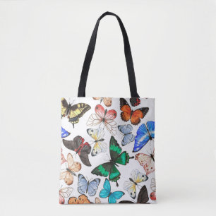 Bolsa Tote Borboletas tropicais: padrão de aquarela colorido.