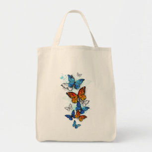 Bolsa Tote Borboletas voadoras Morpho e Monarca