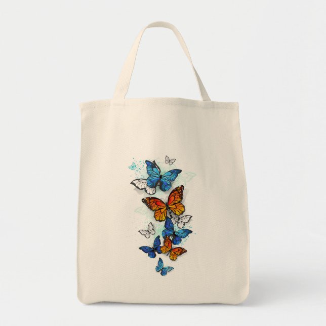 Bolsa Tote Borboletas voadoras Morpho e Monarca (Frente)