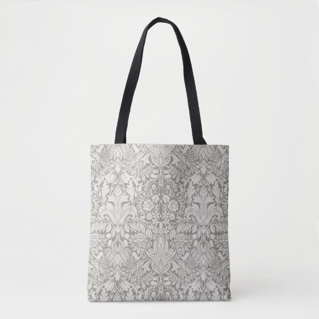 Bolsa Tote borcada de rendas branco elegante (Frente)
