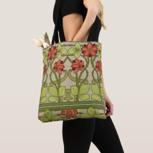 Bolsa Tote Borda Amiga Floral no Estilo Art Nouveau