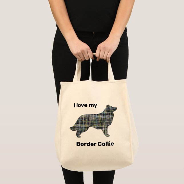 Bolsa Tote Borda Cachorro Amarelo e Preto Linha de Grade (Frente (produto))