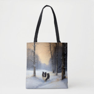 Bolsa Tote Borda Collie Deixe-o nevar no Natal