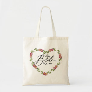 Bolsa Tote Borda Coração Floral do Esquadrão Bride