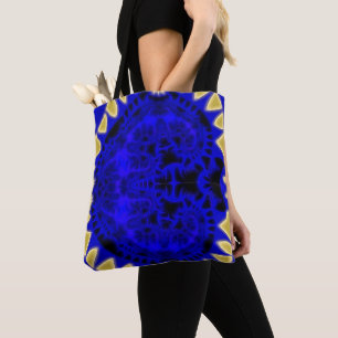 Bolsa Tote Borda Dourada e azul profunda dos dentes