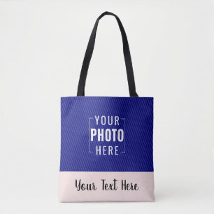 Bolsa Tote Borda Rosa Foto e Texto Personalizados