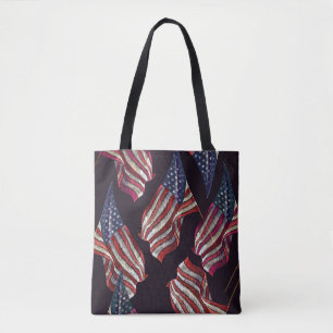 Bolsa Tote Bordado da bandeira americana: padrão patriótico.