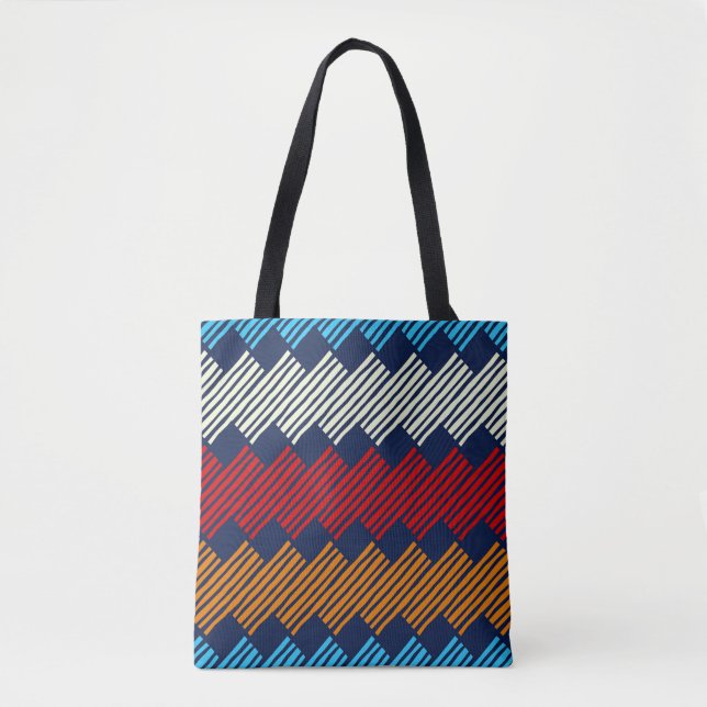 Bolsa Tote Bordado do padrão étnico Boho no Tecido (Frente)