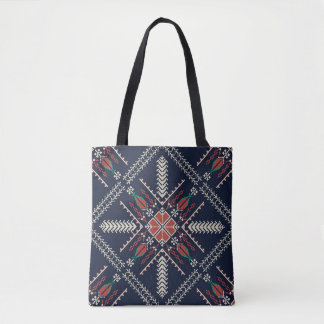 Bolsa Tote Bordado Palestino: Design de Padrão Tradicional