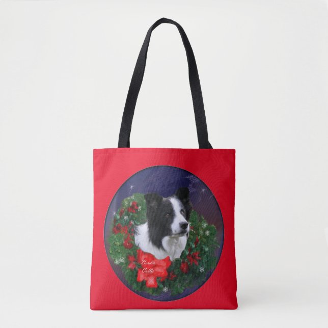 Bolsa Tote Border Collie Christmas (Frente)