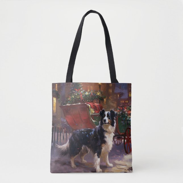 Bolsa Tote Border Collie Christmas Fesason (Frente)