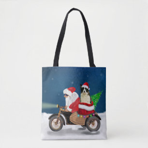 Bolsa Tote Border Collie Dog Papai Noel