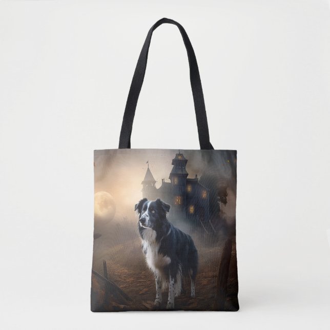 Bolsa Tote Border Collie Halloween Assustador  (Frente)