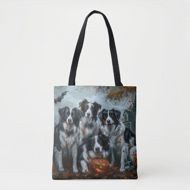 Bolsa Tote Border Collie Halloween Night Doggy Delight (Frente)