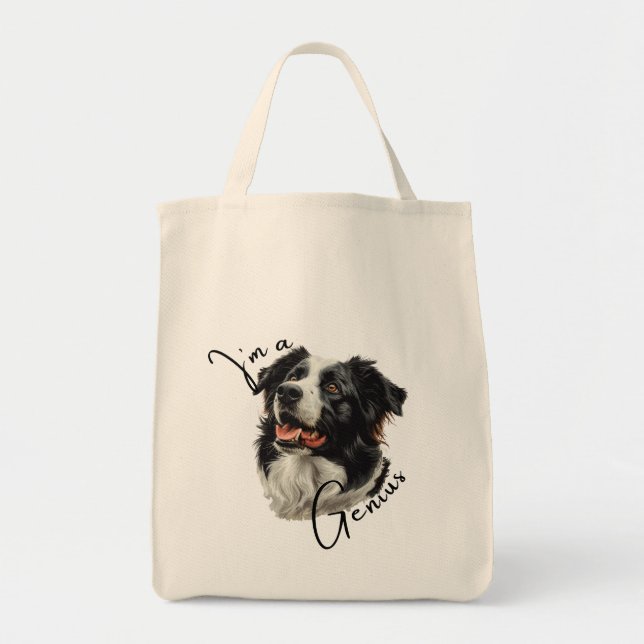 Bolsa Tote Border Collie 'I'm a Genius' Tote Bag (Frente)