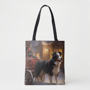 Bolsa Tote Border Collie Temporada de Natal