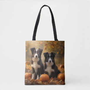 Bolsa Tote Bordo Collie Puppy Autumn Delight Pumpkin