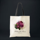 Bolsa Tote Borgonha - Marsala e mãe Dourada do noivo<br><div class="desc">Vintage marsala (burgundy) e dourado flores de chico-chamas mãe do saco de presentes do noivo com sotaques de preto e ameixa.</div>
