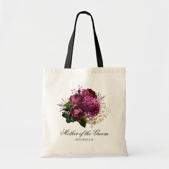 Bolsa Tote Borgonha - Marsala e mãe Dourada do noivo (Frente)