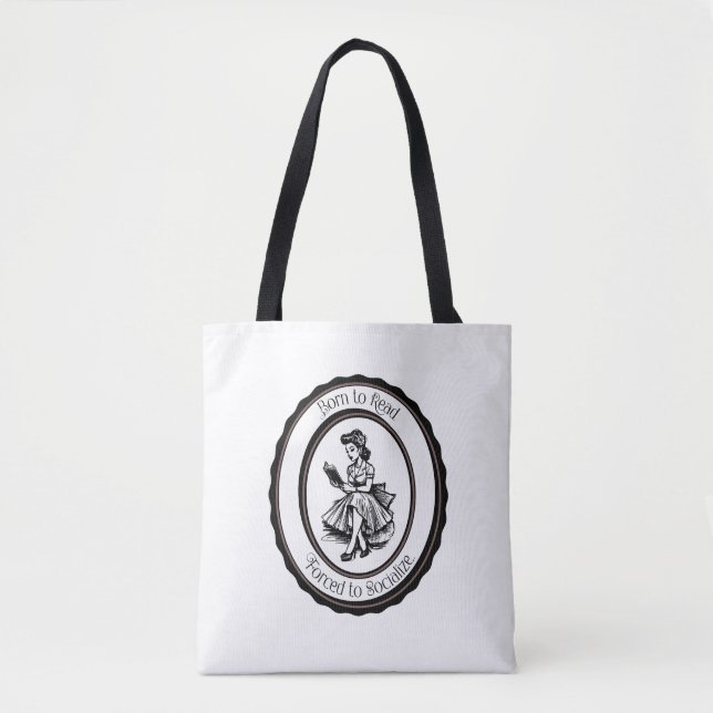 Bolsa Tote Born to Read, Forced to Socialize (Frente)