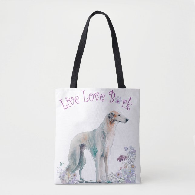 Bolsa Tote Borzoi Dog Mãe Floral (Frente)