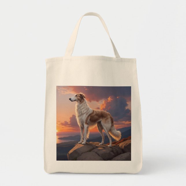 Bolsa Tote Borzoi Elegant Grocery Tote Bag (Frente)