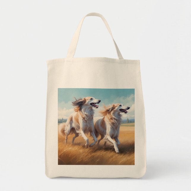 Bolsa Tote Borzoi Elegant Grocery Tote Bag (Frente)
