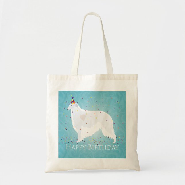Bolsa Tote Borzoi Happy Birthday Design (Frente)