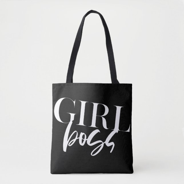 Bolsa Tote Boss Girl | Texto Branco moderno | (Frente)