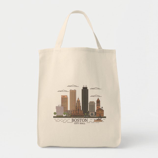 Bolsa Tote Boston City Skyline, linha do horizonte de boston  (Frente)