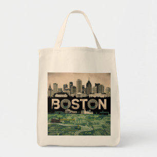 Bolsa Tote Boston, horizonte da cidade de Massachusetts com m