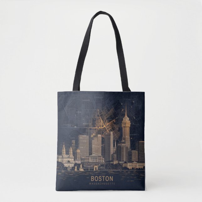 Bolsa Tote Boston, horizonte da cidade de Massachusetts com m (Frente)